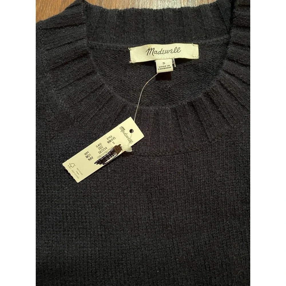 NWT Madewell Crewneck Sweater in Heritage Merino Wool Navy Blue Men's Small